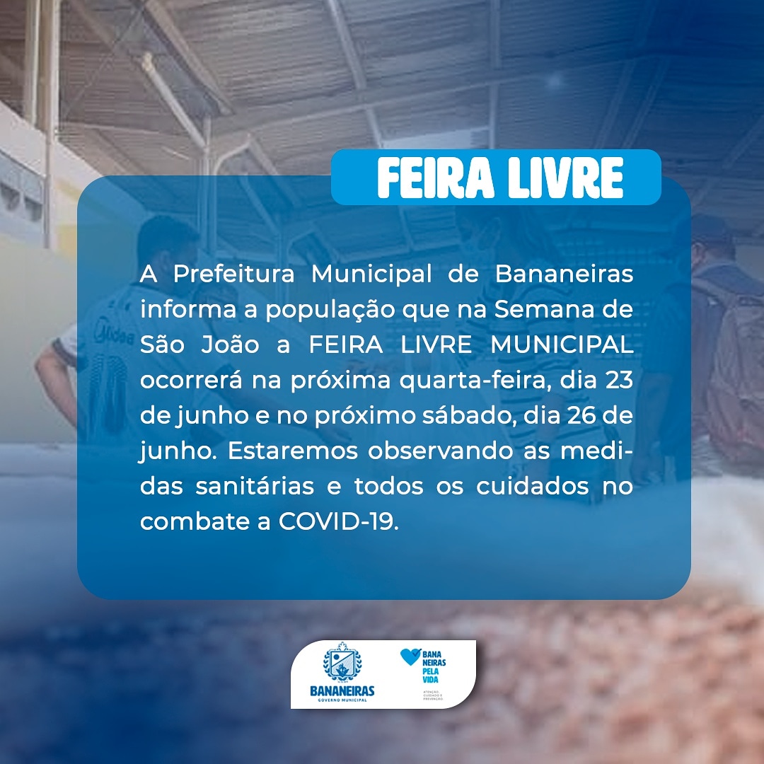 Gestão Municipal divulga cronograma da feira livre de Bananeiras nesta semana de São João