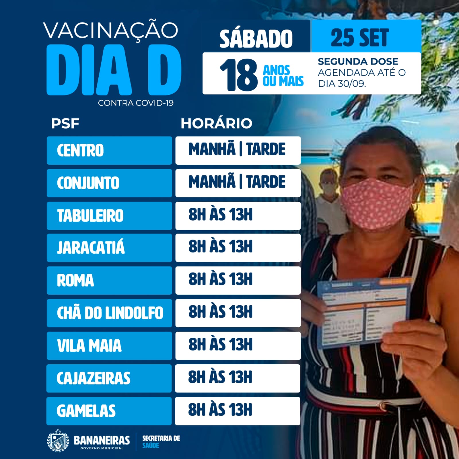 Município de Bananeiras realizará Dia D de Vacinação contra COVID-19