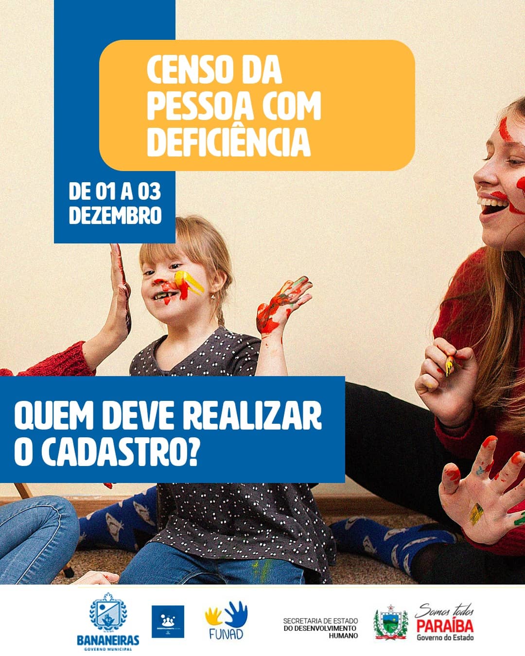 Município de Bananeiras realizará o Censo da Pessoa com Deficiência, a partir da próxima quarta-feira