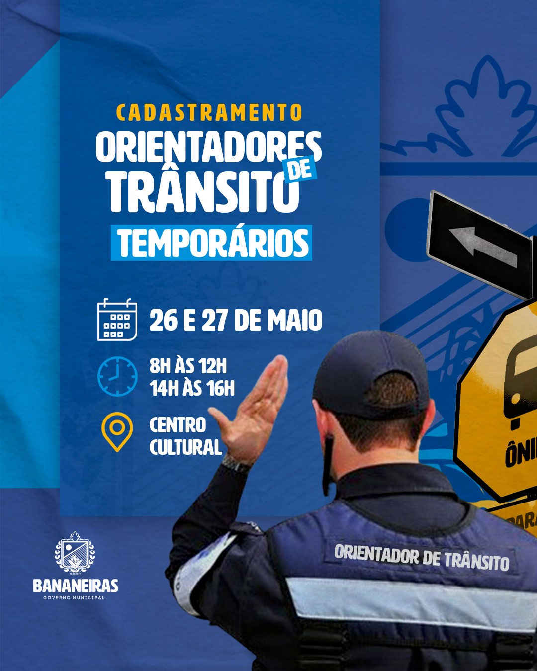 Prefeitura divulga cadastramento para Orientadores de Trânsito temporários em Bananeiras