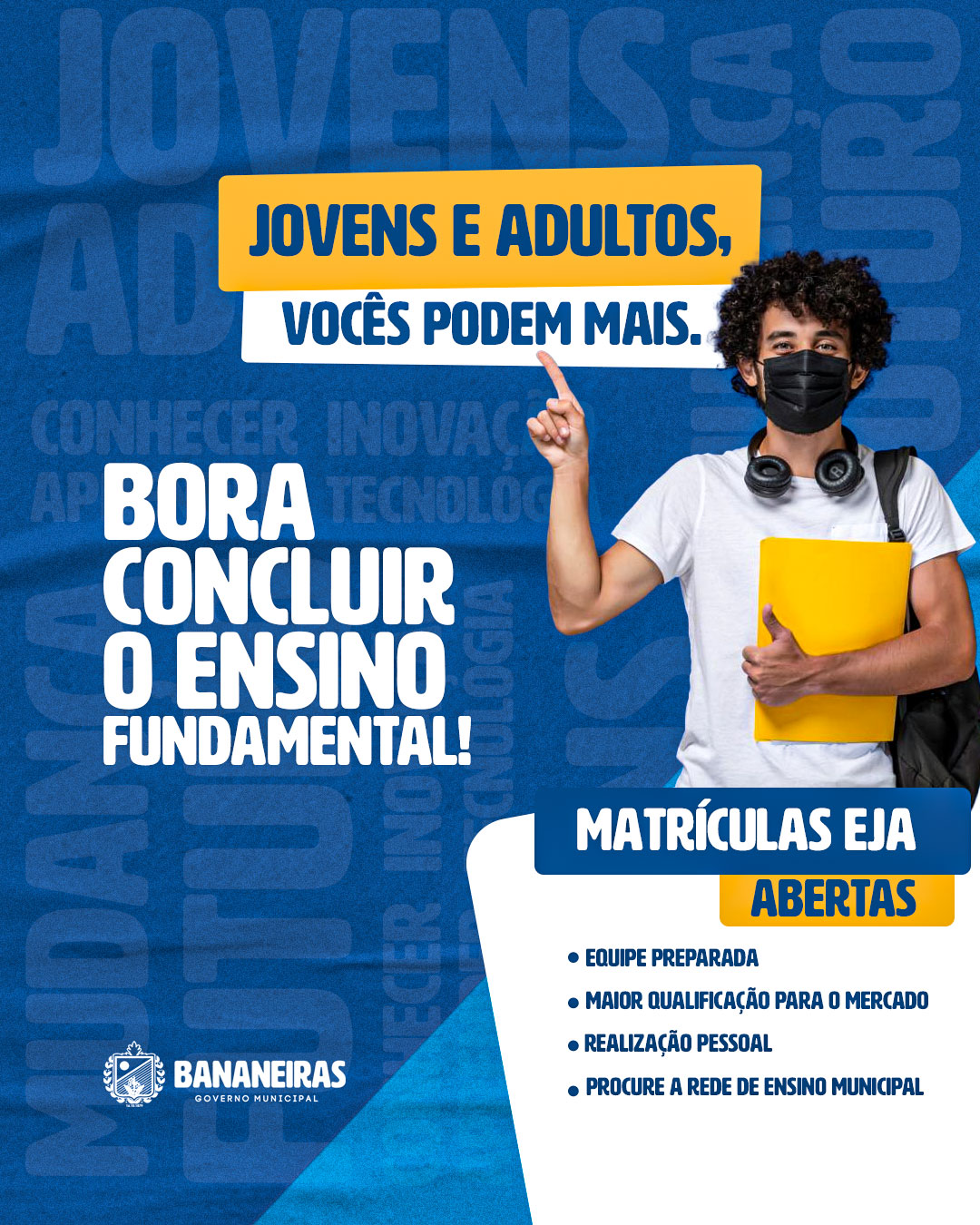 Matrículas da modalidade EJA estão abertas no município de Bananeiras