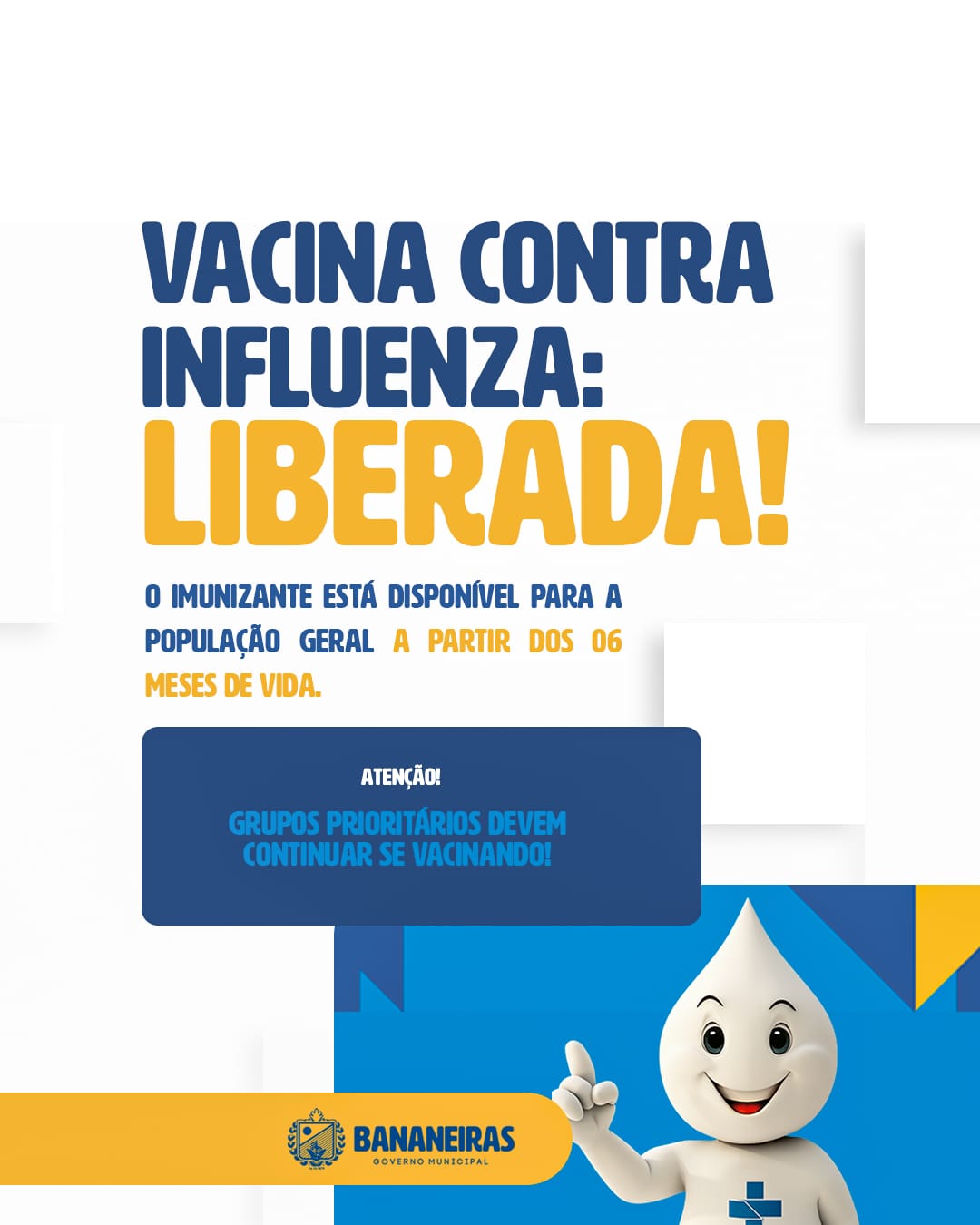 Vacinação contra a Influenza (Gripe) é liberada para toda população em Bananeiras