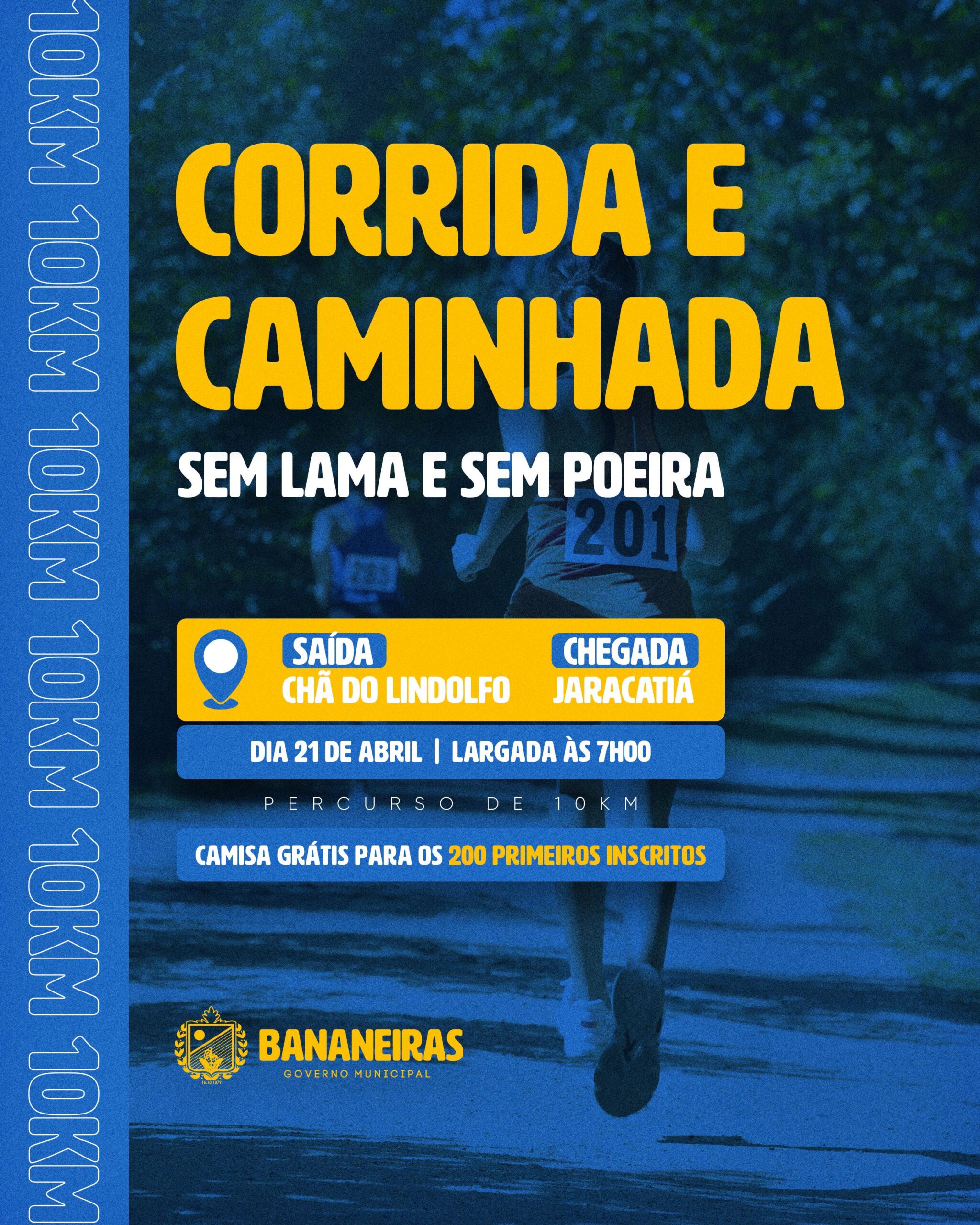 Prefeitura de Bananeiras abre inscrições para a Corrida e Caminhada Sem Lama e Sem Poeira