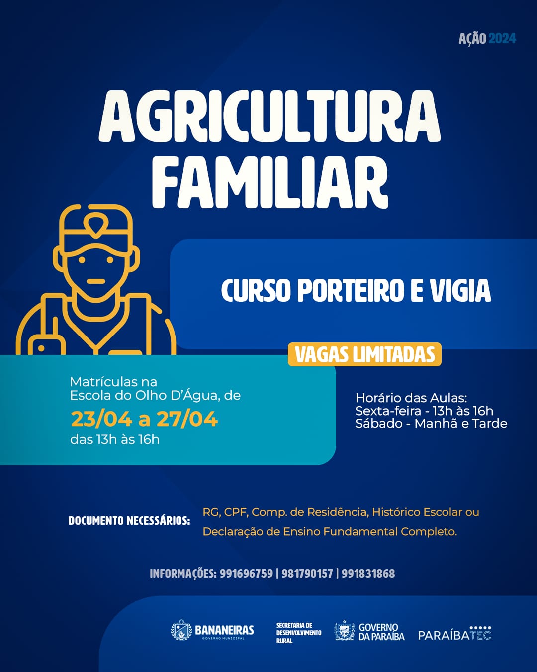Bananeiras inscreve para curso do Paraíba TEC da Agricultura Familiar Ação 2024